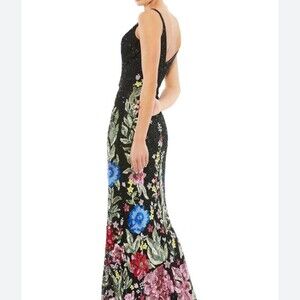 Mac Duggal Black Floral Embellished F 9 D 5